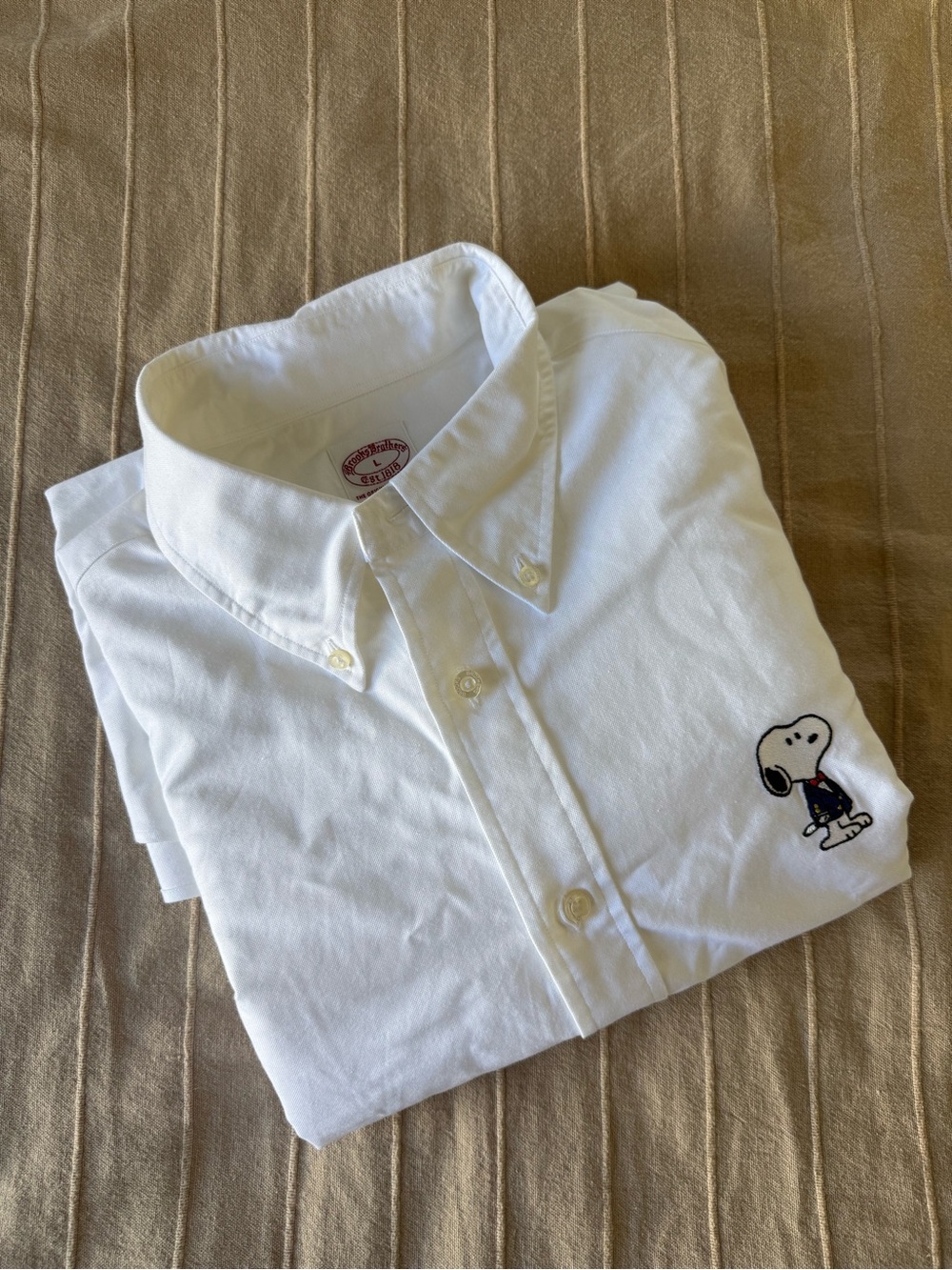 Snoopy x Brooks Brothers White Button-Down Shirt with Snoopy Embroidery
